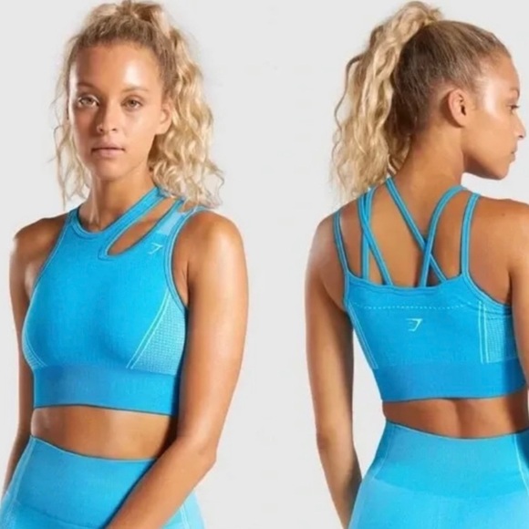Gymshark Other - Gymshark ultra seamless sports bra strappy neon blue padded athletic workout